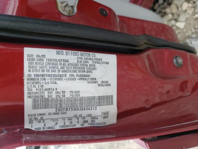 Photo 10 from auction – 2003 MERCURY GRAND MARQ with VIN 2MEFM75W83X626212