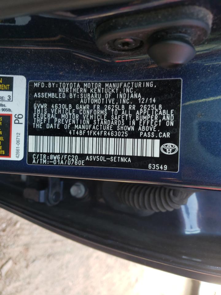 Photo 10 from auction – 2015 TOYOTA CAMRY LE with VIN 4T4BF1FK4FR463025