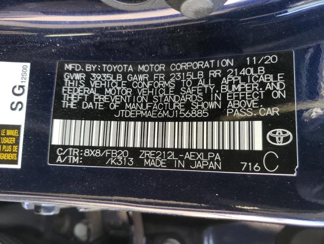 Photo 10 from auction – 2021 TOYOTA COROLLA LE with VIN JTDEPMAE6MJ156885