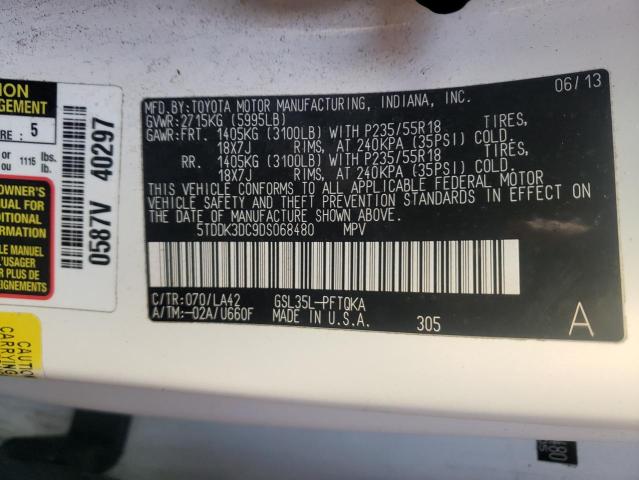 Photo 10 from auction – 2013 TOYOTA SIENNA XLE with VIN 5TDDK3DC9DS068480