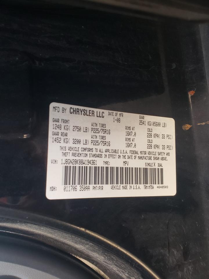 Photo 10 from auction – 2008 JEEP LIBERTY with VIN 1J8GN28K88W194361