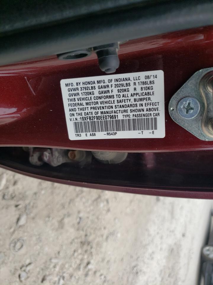 Photo 10 from auction – 2014 HONDA CIVIC EXL with VIN 19XFB2F90EE079691