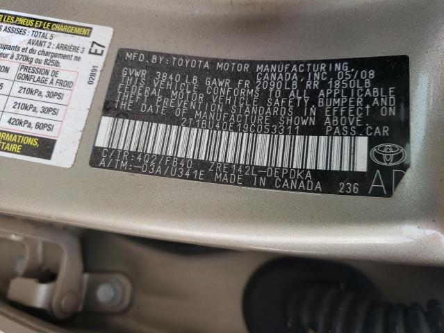 Photo 10 from auction – 2009 TOYOTA COROLLA BA with VIN 2T1BU40E19C053311