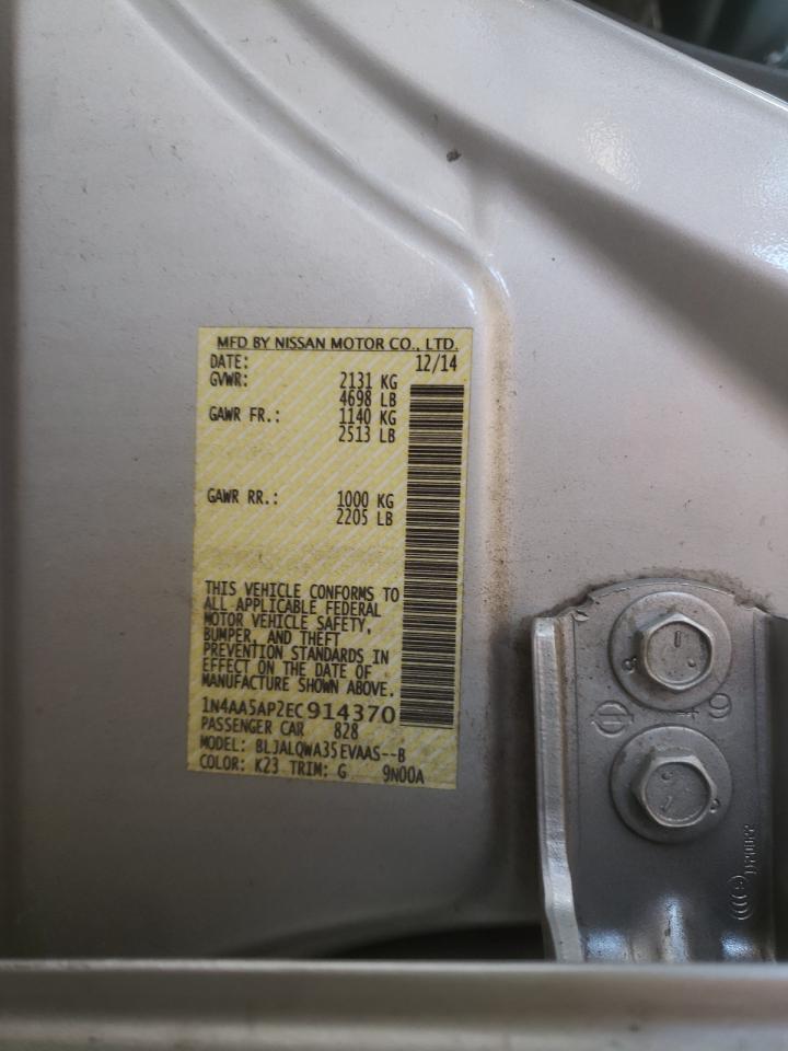 Photo 10 from auction – 2014 NISSAN MAXIMA S with VIN 1N4AA5AP2EC914370