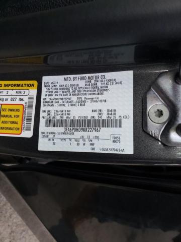 Photo 10 from auction – 2019 FORD FUSION SE with VIN 3FA6P0HD9KR227967