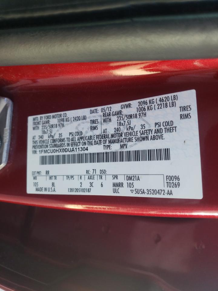 Photo 10 from auction – 2013 FORD ESCAPE SEL with VIN 1FMCU0HX0DUA11304