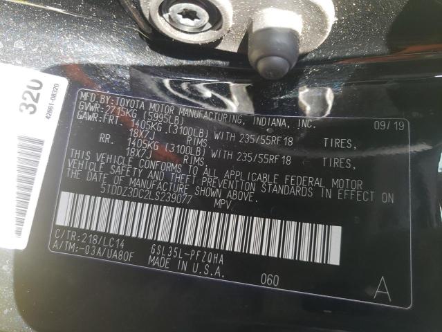 Photo 10 from auction – 2020 TOYOTA SIENNA XLE with VIN 5TDDZ3DC2LS239077