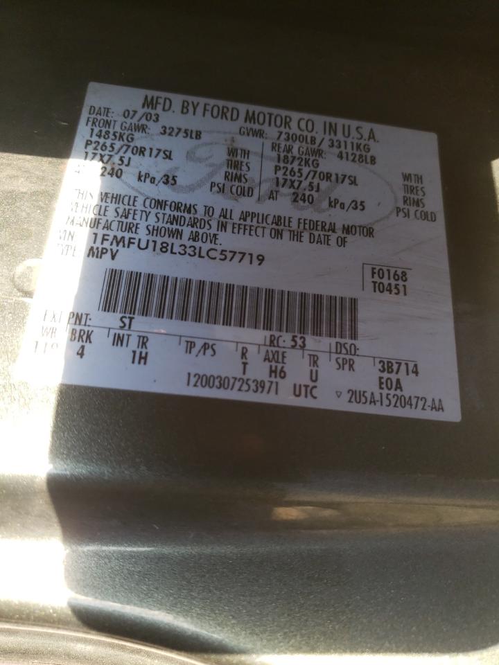 Photo 10 from auction – 2003 FORD EXPEDITION with VIN 1FMFU18L33LC57719