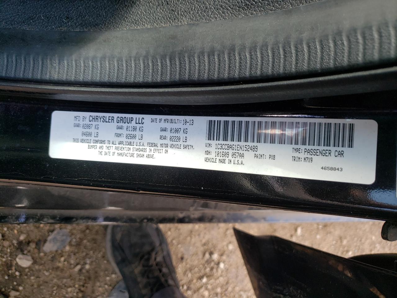 Photo 10 from auction – 2014 CHRYSLER 200 LX with VIN 1C3CCBAG1EN152489