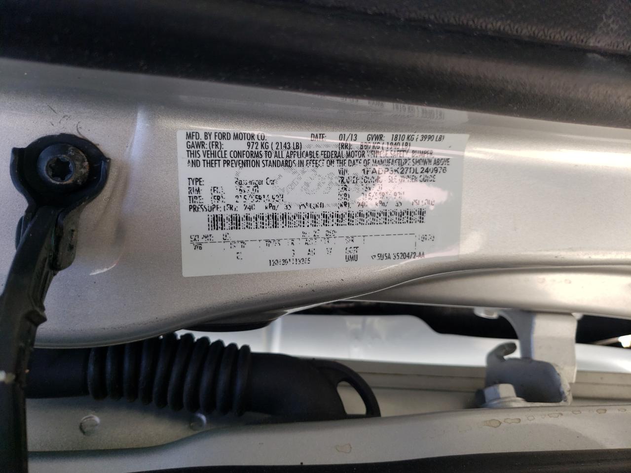 Photo 10 from auction – 2013 FORD FOCUS SE with VIN 1FADP3K27DL240976