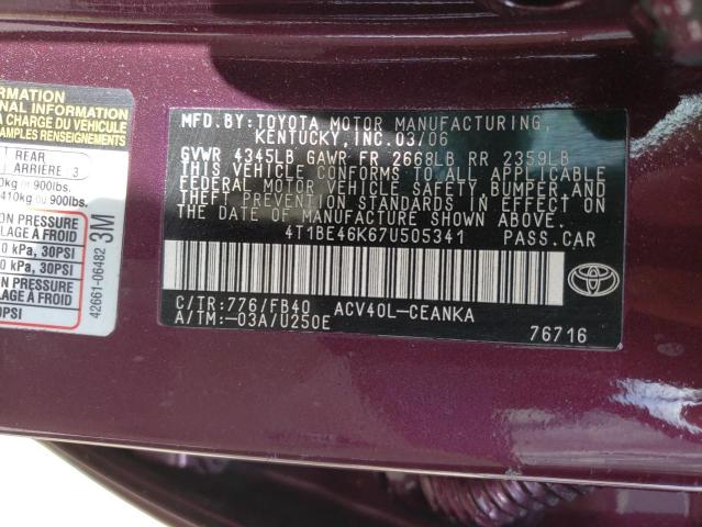 Photo 10 from auction – 2007 TOYOTA CAMRY CE with VIN 4T1BE46K67U505341