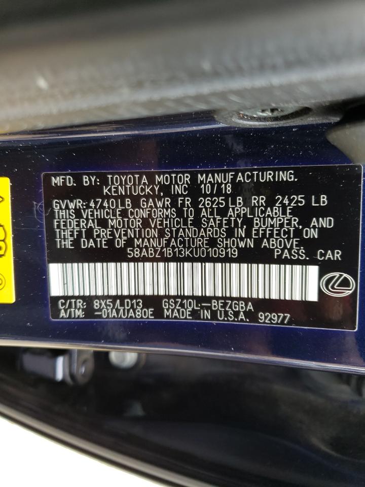 Photo 10 from auction – 2019 LEXUS ES 350 with VIN 58ABZ1B13KU010919