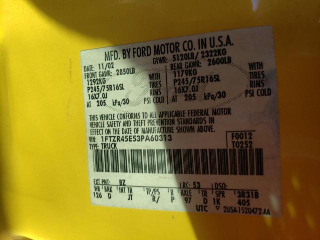 Photo 10 from auction – 2003 FORD RANGER SUP with VIN 1FTZR45E53PA60313