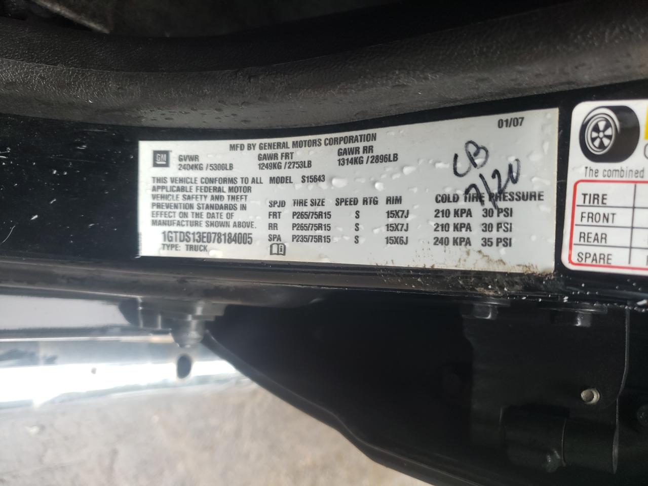 Photo 10 from auction – 2007 GMC CANYON with VIN 1GTDS13E078184005