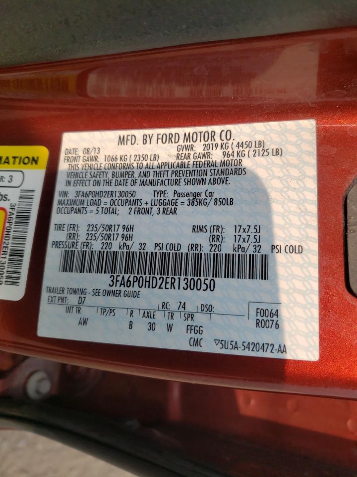 Photo 10 from auction – 2014 FORD FUSION SE with VIN 3FA6P0HD2ER130050