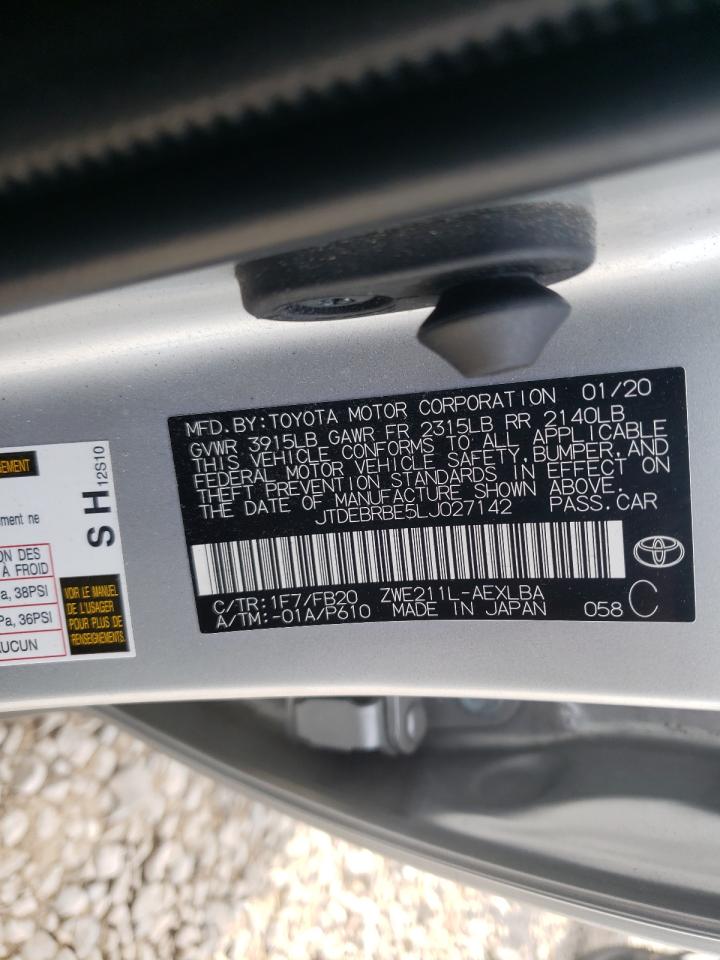 Photo 10 from auction – 2020 TOYOTA COROLLA LE with VIN JTDEBRBE5LJ027142