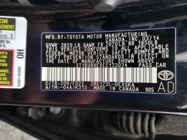 Photo 10 from auction – 2014 TOYOTA COROLLA L with VIN 2T1BURHEXEC133024