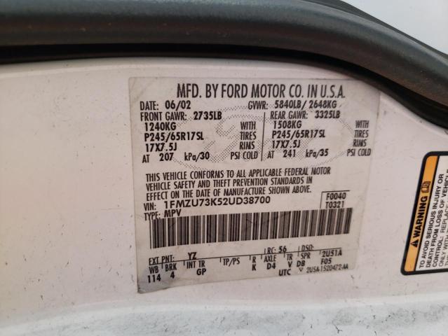 Photo 10 from auction – 2002 FORD EXPLORER X with VIN 1FMZU73K52UD38700