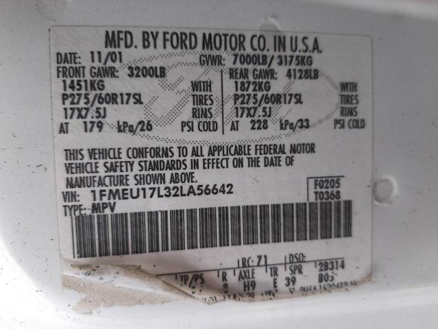 Photo 10 from auction – 2002 FORD EXPEDITION with VIN 1FMEU17L32LA56642