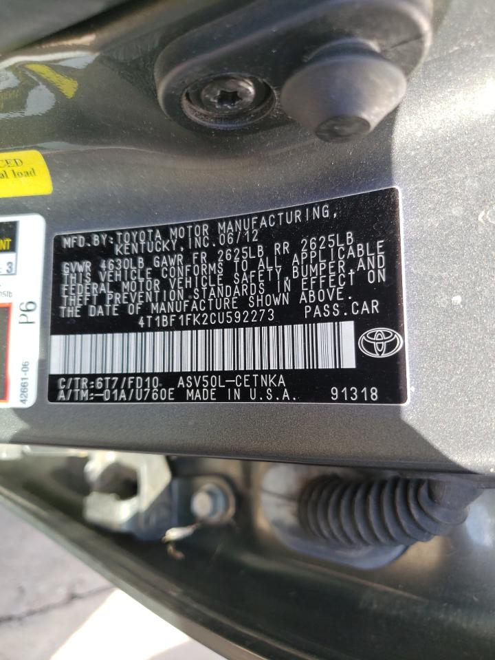 Photo 10 from auction – 2012 TOYOTA CAMRY BASE with VIN 4T1BF1FK2CU592273