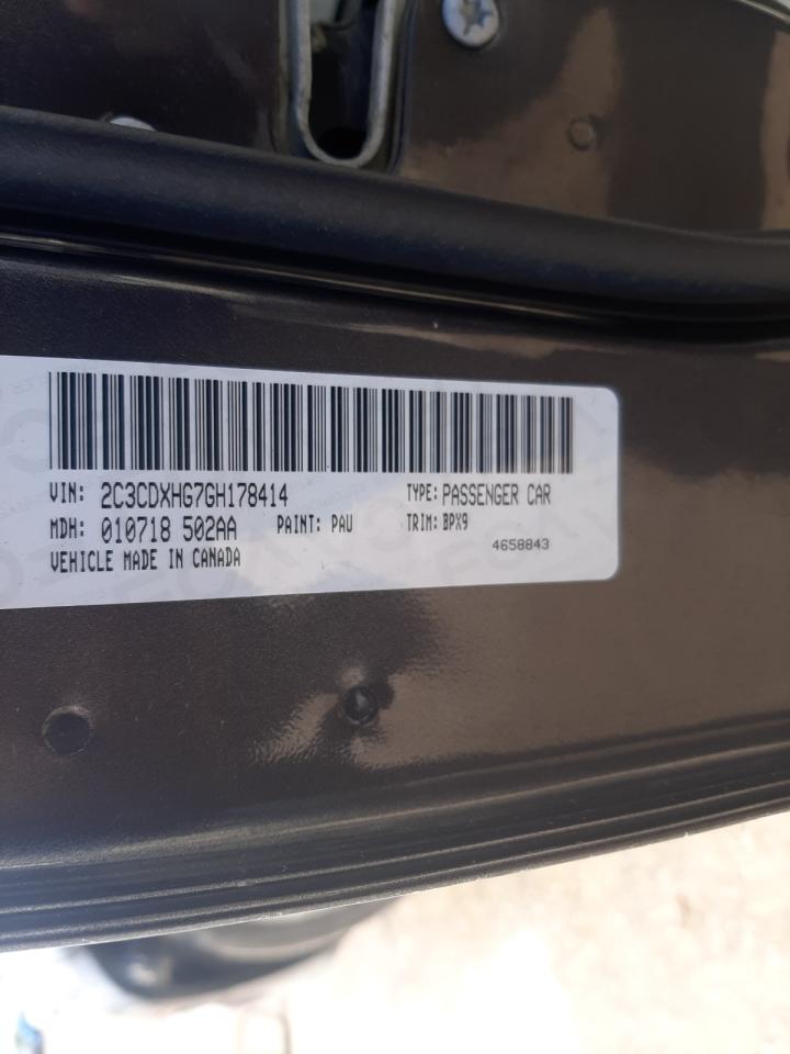 Photo 10 from auction – 2016 DODGE CHARGER SX with VIN 2C3CDXHG7GH178414
