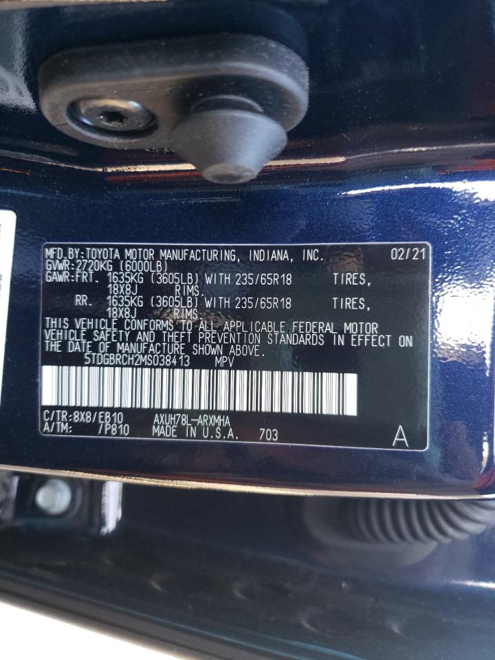 Photo 10 from auction – 2021 TOYOTA HIGHLANDER with VIN 5TDGBRCH2MS038413