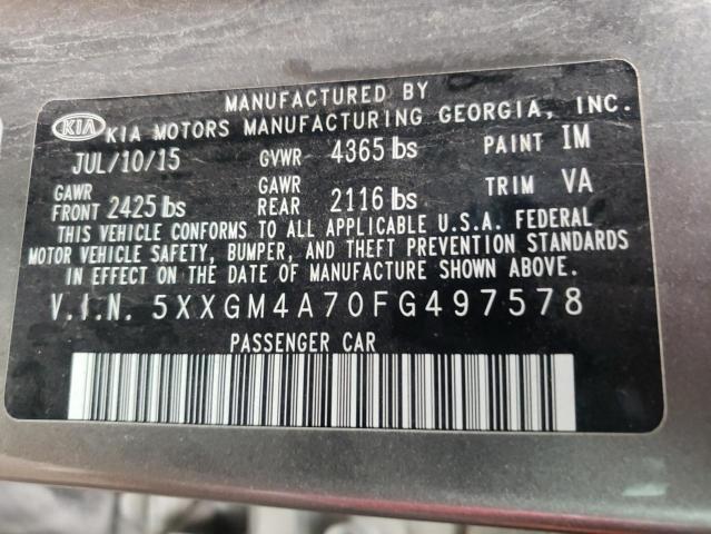 Photo 10 from auction – 2015 KIA OPTIMA LX with VIN 5XXGM4A70FG497578