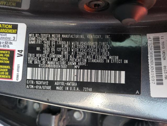 Photo 10 from auction – 2011 TOYOTA VENZA with VIN 4T3ZA3BB0BU041697