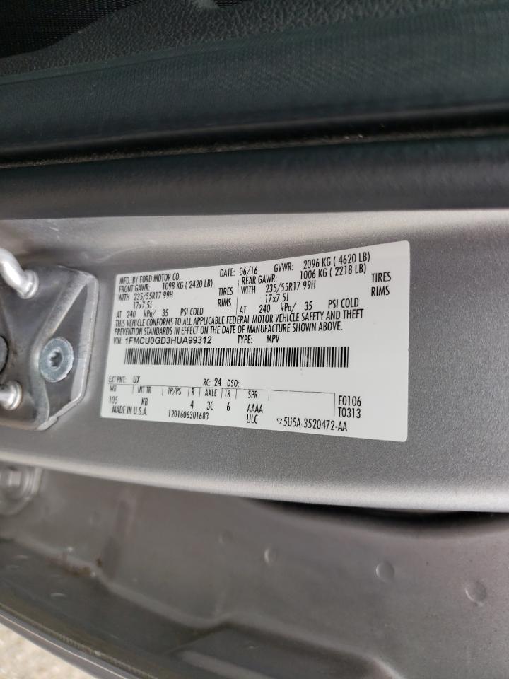 Photo 10 from auction – 2017 FORD ESCAPE SE with VIN 1FMCU0GD3HUA99312