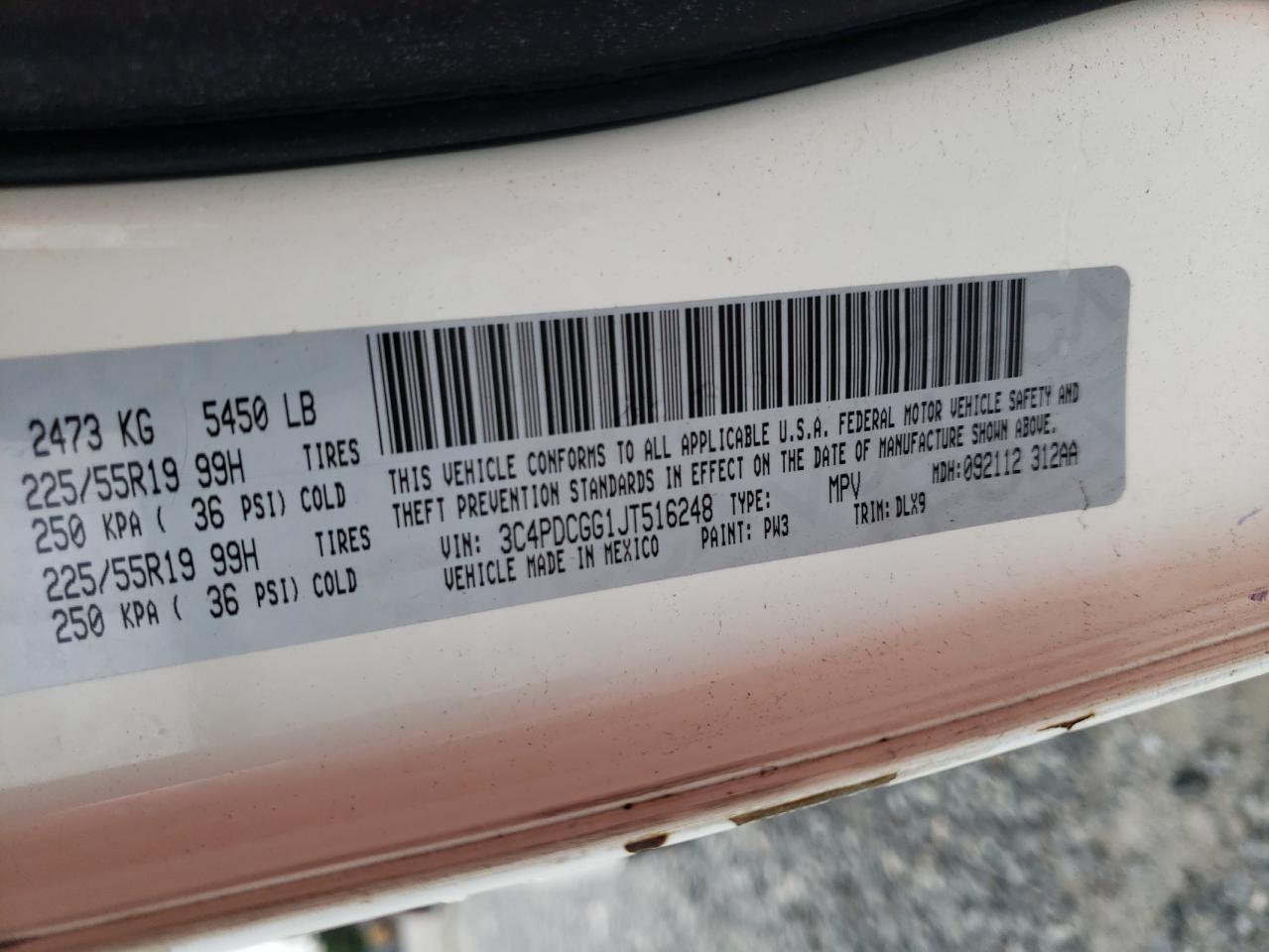 Photo 10 from auction – 2018 DODGE JOURNEY CR with VIN 3C4PDCGG1JT516248