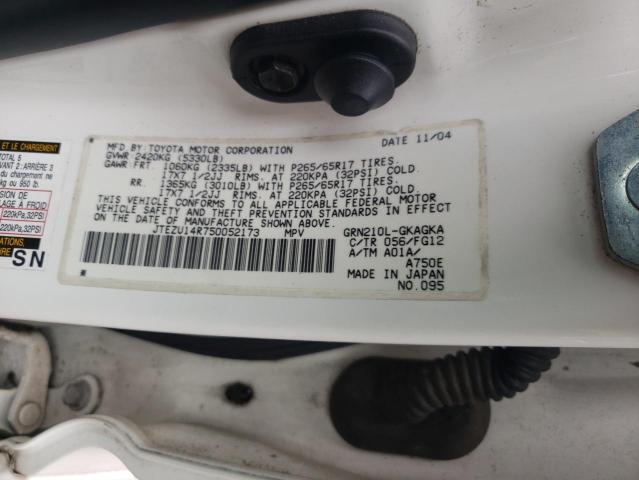 Photo 10 from auction – 2005 TOYOTA 4RUNNER SR with VIN JTEZU14R750052173