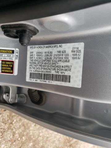 Photo 10 from auction – 2016 HONDA CR-V LX with VIN 5J6RM4H35GL099063