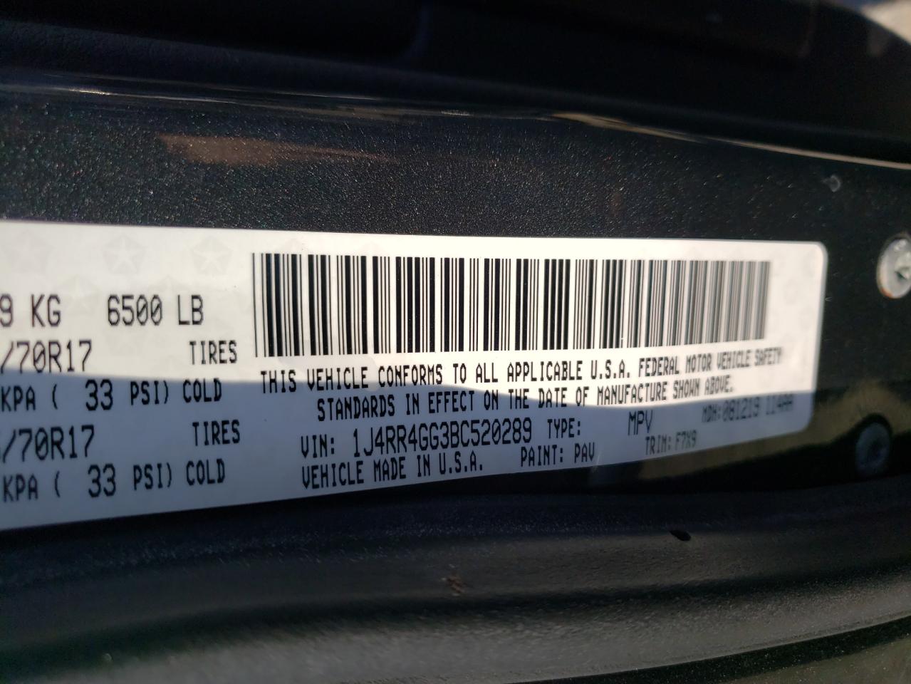 Zdjęcie 10 z aukcji – 2011 JEEP GRAND CHER z VIN 1J4RR4GG3BC520289
