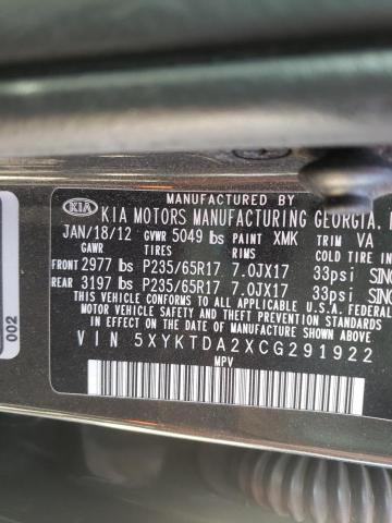 Photo 10 from auction – 2012 KIA SORENTO BA with VIN 5XYKTDA2XCG291922