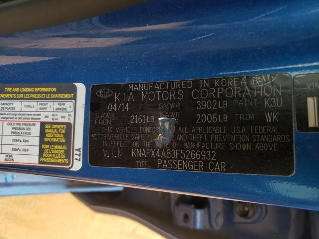 Photo 10 from auction – 2015 KIA FORTE EX with VIN KNAFX4A83F5266932