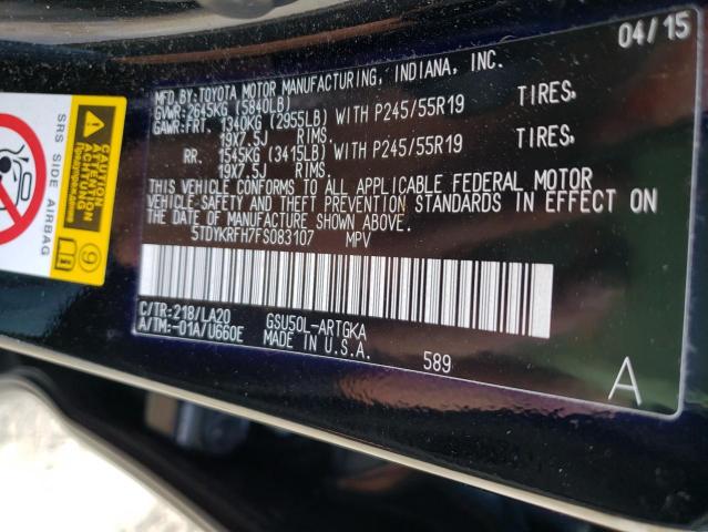 Zdjęcie 10 z aukcji – 2015 TOYOTA HIGHLANDER z VIN 5TDYKRFH7FS083107