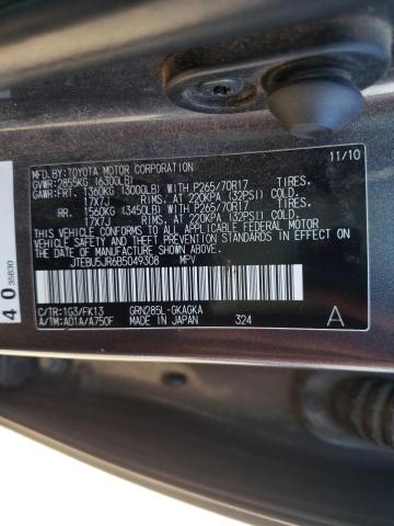 Photo 10 from auction – 2011 TOYOTA 4RUNNER SR with VIN JTEBU5JR6B5049308