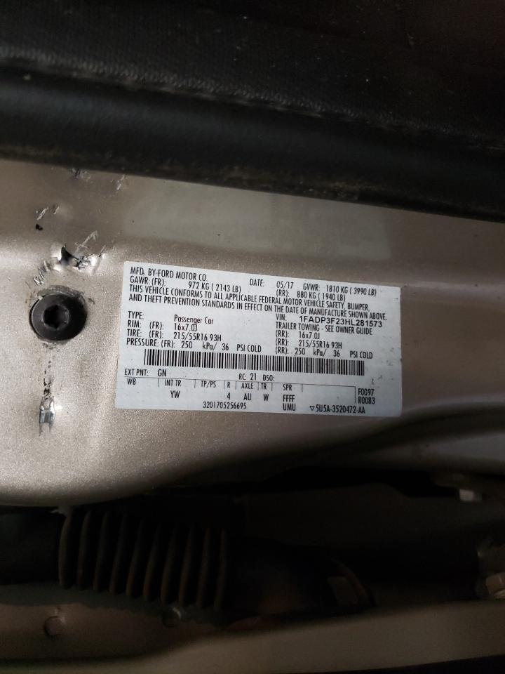 Photo 10 from auction – 2017 FORD FOCUS SE with VIN 1FADP3F23HL281573