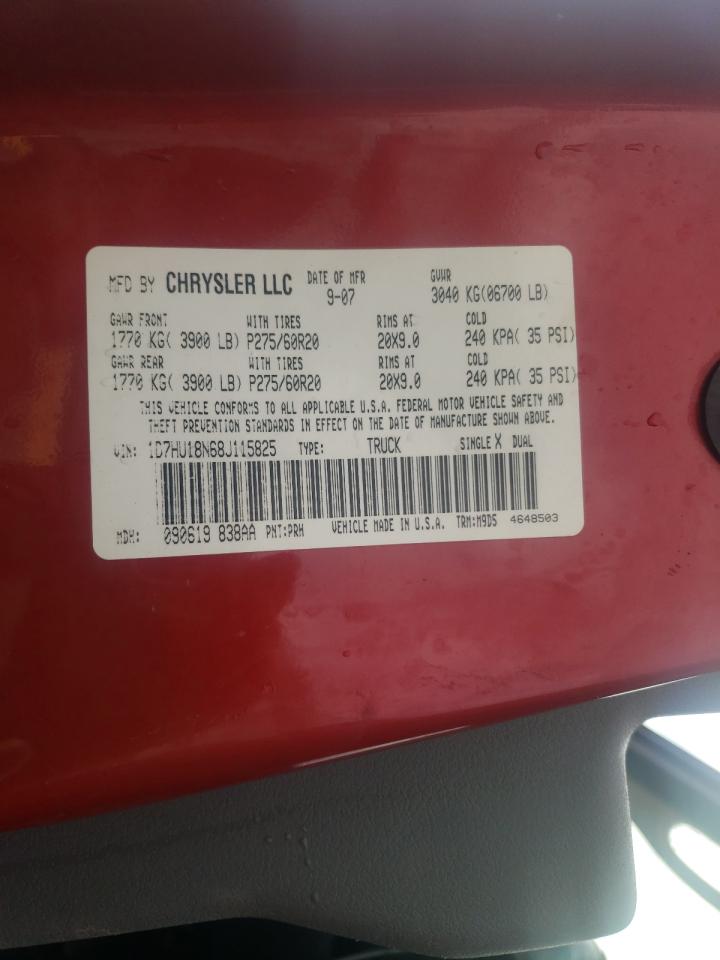 Photo 10 from auction – 2008 DODGE RAM 1500 S with VIN 1D7HU18N68J115825