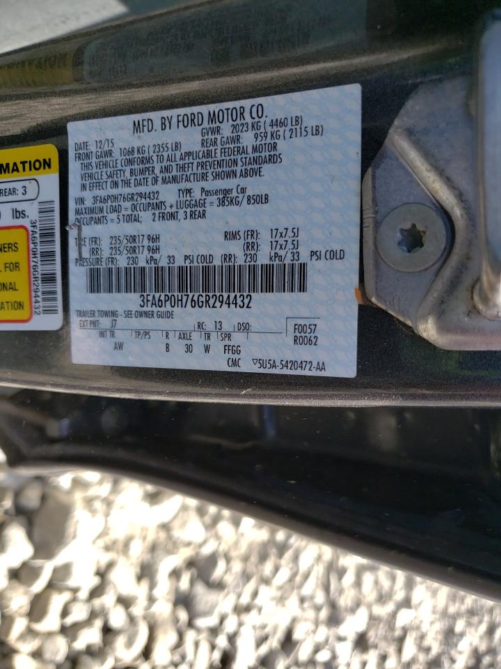 Photo 10 from auction – 2016 FORD FUSION SE with VIN 3FA6P0H76GR294432