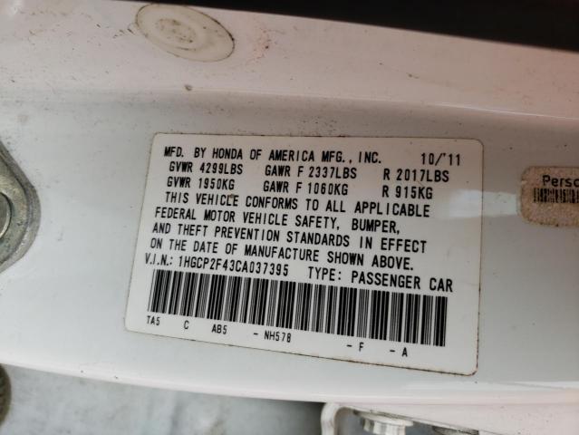 Photo 10 from auction – 2012 HONDA ACCORD LXP with VIN 1HGCP2F43CA037395