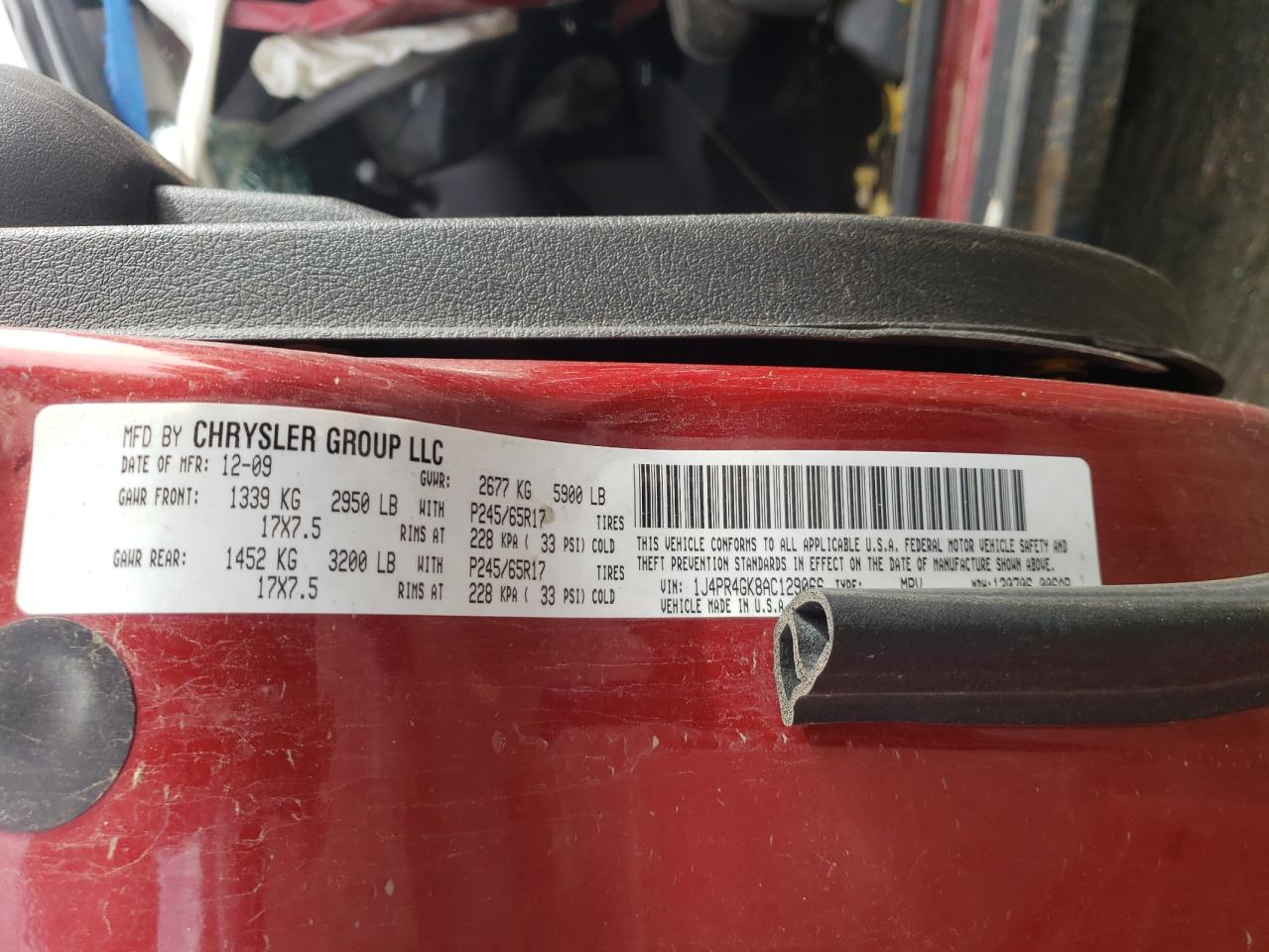 Photo 10 from auction – 2010 JEEP GRAND CHER with VIN 1J4PR4GK8AC129066