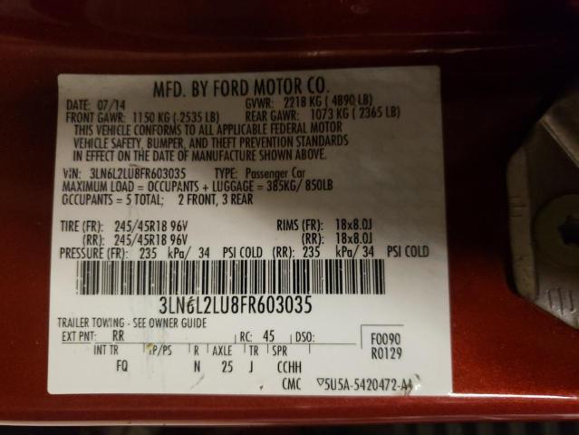 Photo 10 from auction – 2015 LINCOLN MKZ HYBRID with VIN 3LN6L2LU8FR603035