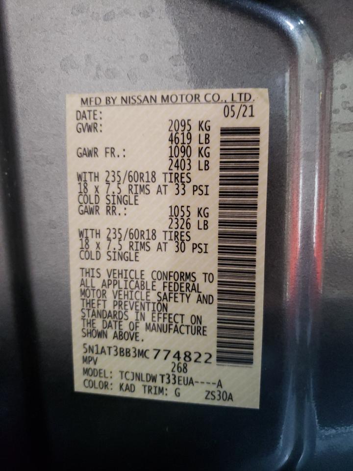 Photo 10 from auction – 2021 NISSAN ROGUE SV with VIN 5N1AT3BB3MC774822