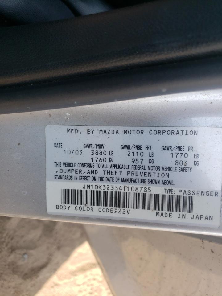 Photo 10 from auction – 2004 MAZDA 3 S with VIN JM1BK323341108785