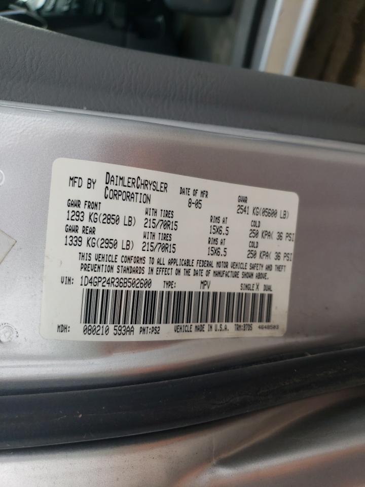 Photo 10 from auction – 2006 DODGE GRAND CARA with VIN 1D4GP24R36B502600