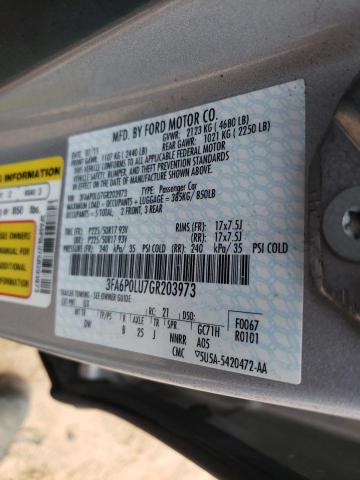 Photo 10 from auction – 2016 FORD FUSION SE with VIN 3FA6P0LU7GR203973