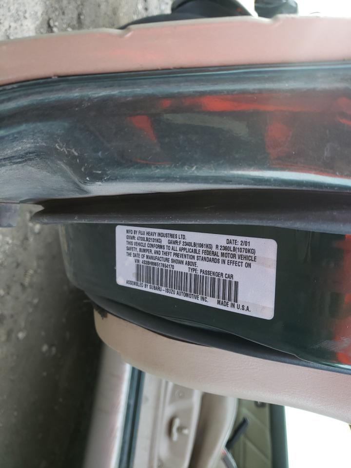 Photo 10 from auction – 2001 SUBARU LEGACY with VIN 4S3BH896517654170