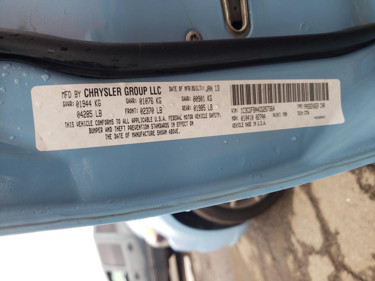 Photo 10 from auction – 2013 DODGE DART SXT with VIN 1C3CDFBA4DD267364