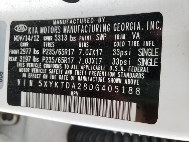 Photo 10 from auction – 2013 KIA SORENTO LX with VIN 5XYKTDA28DG405188